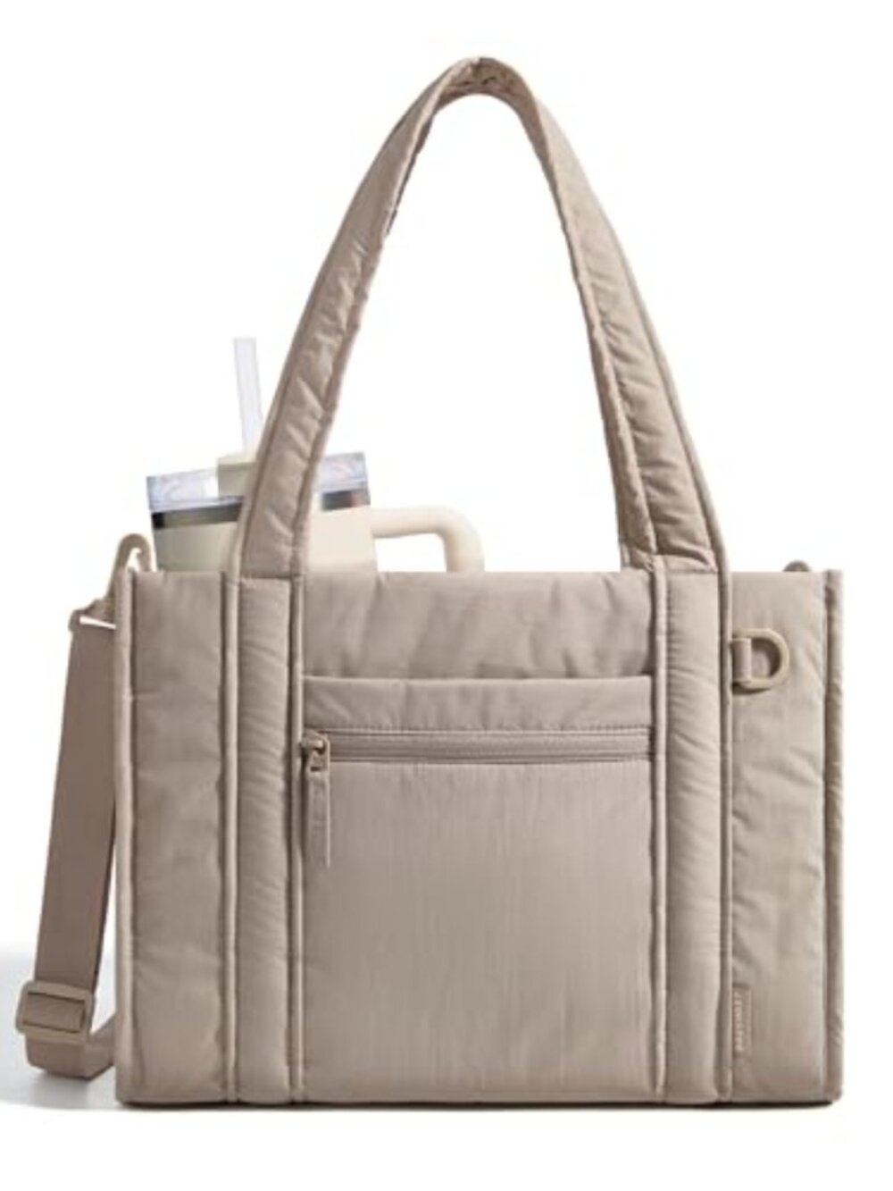 Quilted Tote Bag for Work, Fits 14/15.6 Inch Laptop with Crossbody Strap